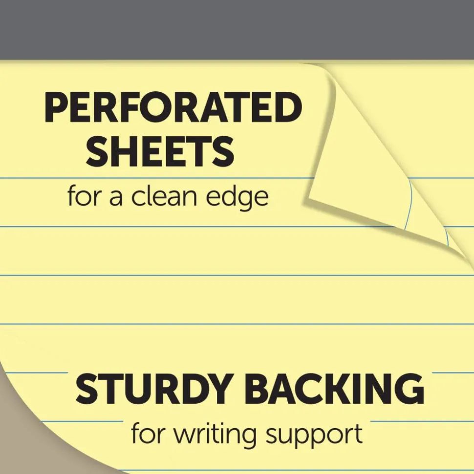 Professional Writing Pads, 8-1/2" x 11-3/4", Legal/Wide Ruled, 50 Sheets, Canary, Pack Of 8