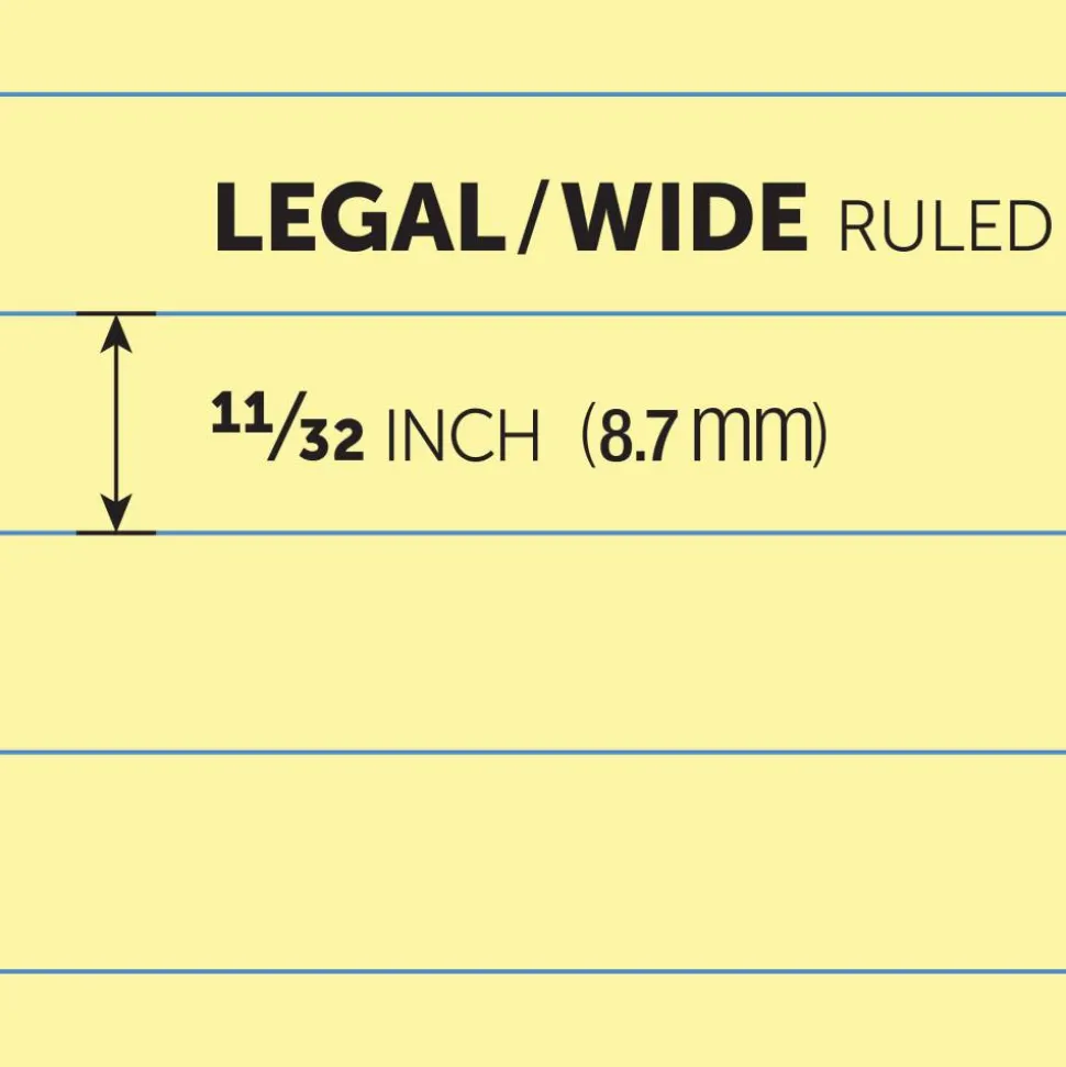 Professional Writing Pads, 8-1/2" x 14", Legal/Wide Ruled, 50 Sheets, Canary, Pack Of 4