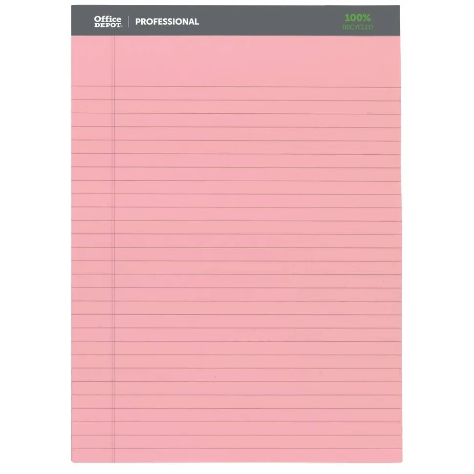 Professional Writing Pads, 8-1/2" x 11-3/4", Legal/Wide Ruled, 50 Sheets, Assorted Colors, Pack Of 3