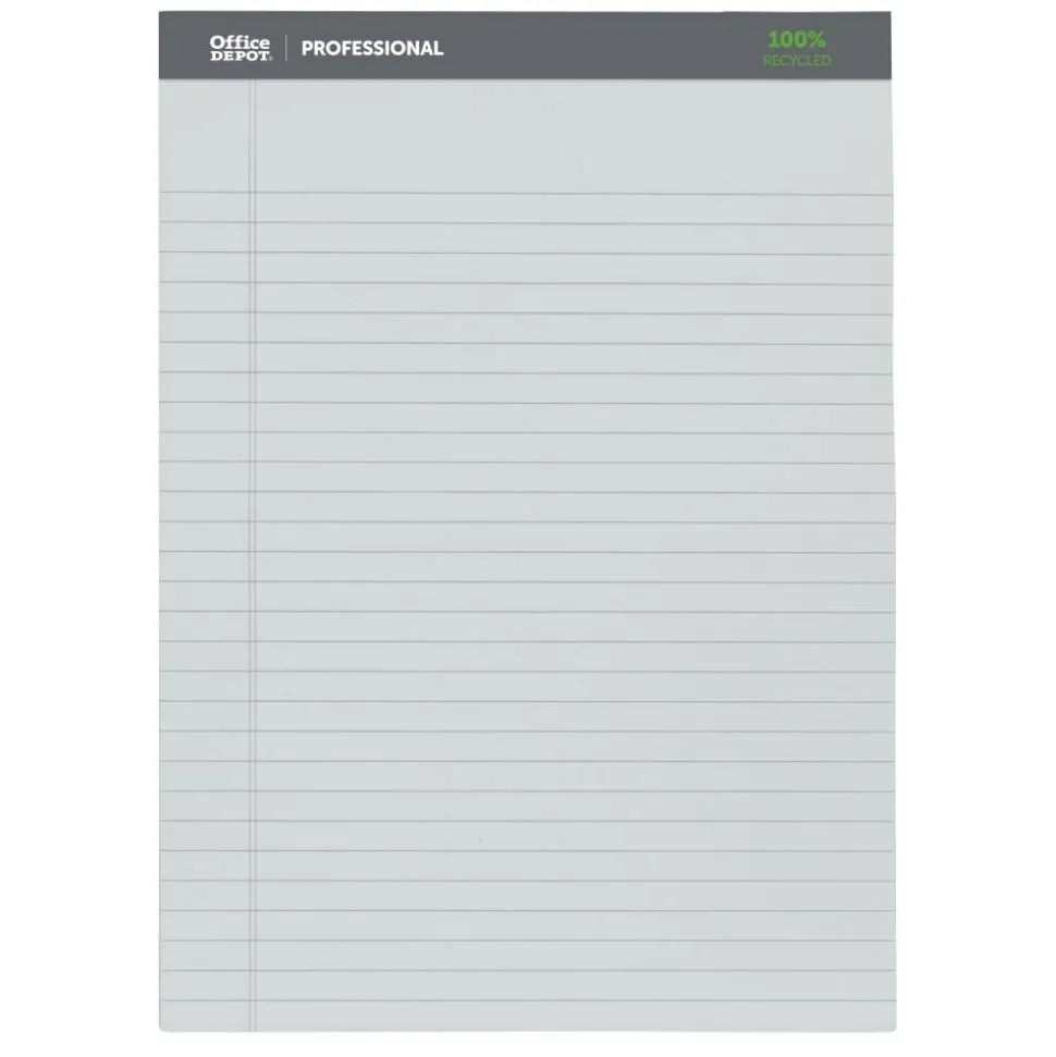 Professional Writing Pads, 8-1/2" x 11-3/4", Legal/Wide Ruled, 50 Sheets, Assorted Colors, Pack Of 3