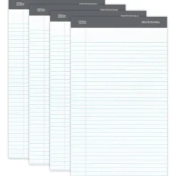 Professional Writing Pads, 8-1/2" x 14", Legal/Wide Ruled, 50 Sheets, White, Pack Of 4