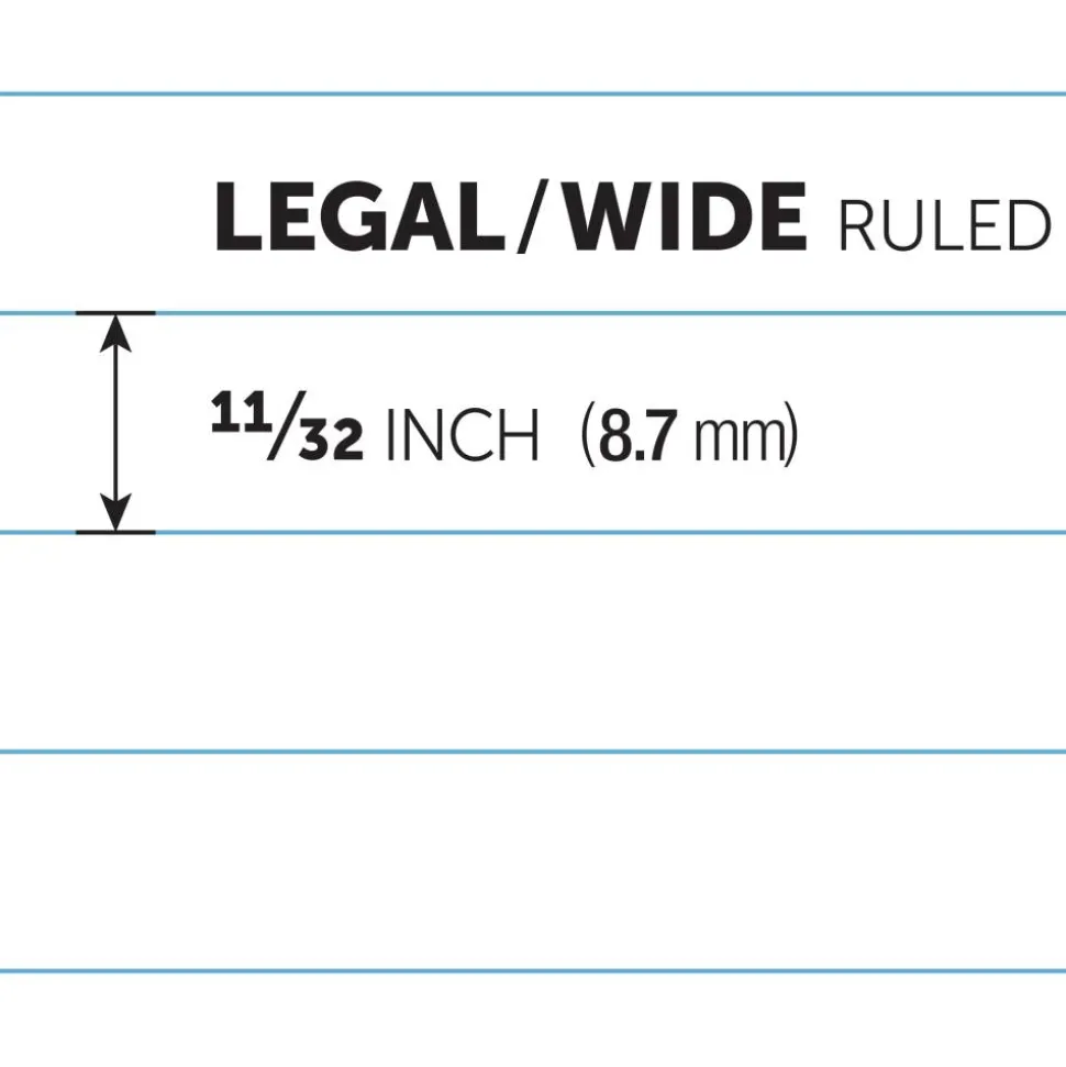 Professional Writing Pads, 8-1/2" x 14", Legal/Wide Ruled, 50 Sheets, White, Pack Of 4