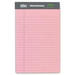 Professional Writing Pads, 5" x 8", Narrow Ruled, 50 Sheets, White, Pack Of 8