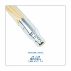 Pro Line Metal-Tip Threaded Hardwood Broom Handle, 15/16" Diameter, 60" Length