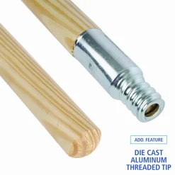 Pro Line Metal-Tip Threaded Hardwood Broom Handle, 15/16