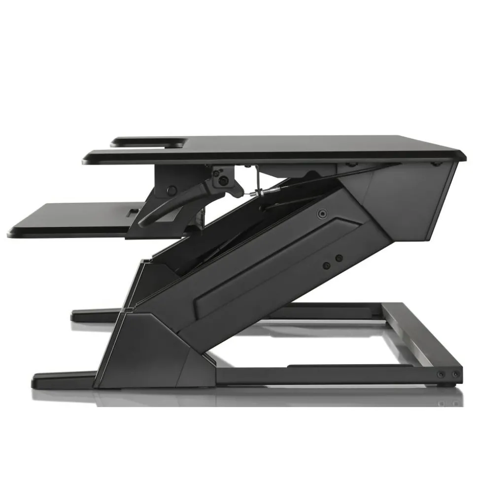 P20 Standing Desk Converter With USB And Keyboard Tray, 19-3/10"H x 35-2/5"W x 23-1/5"D, Black