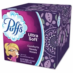 Puffs Ultra Soft 2-Ply Facial Tissue, White, 56 Tissues Per Box, Case Of 24 Boxes