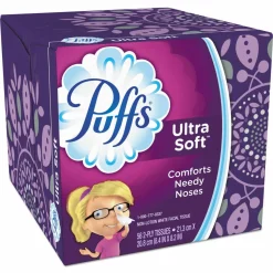 Puffs Ultra Soft 2-Ply Facial Tissue, White, 56 Tissues Per Box, Case Of 24 Boxes