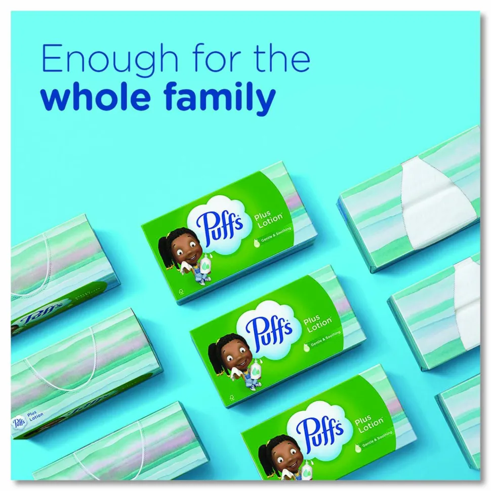 Puffs Plus Lotion Facial Tissue, 2-Ply, White, 56 Sheets/Box, 24 Boxes/Carton