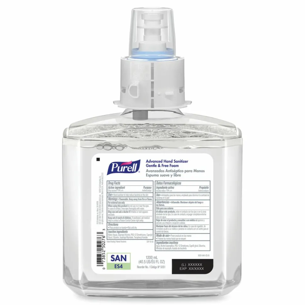 PURELL Advanced Hand Sanitizer Gentle and Free Foam, 1,200 mL Refill, Fragrance-Free, For ES4 Dispensers, 2/Carton