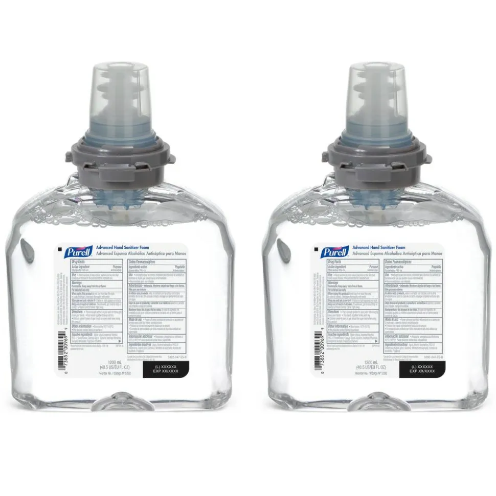 Purell Advanced Hand Sanitizer Foam, Clean Scent, 1200 mL Hand Sanitizer Foam Refill for Purell TFX Touch-Free Dispenser, Carton of 2