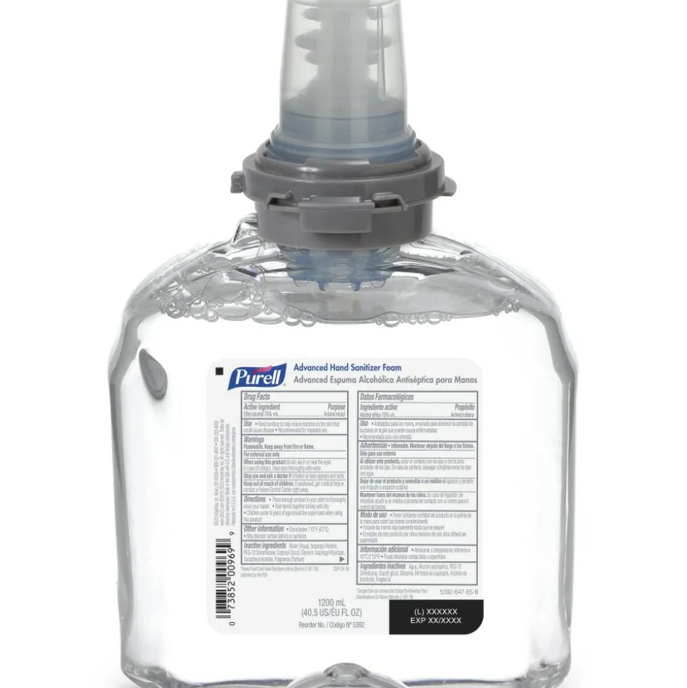 Purell Advanced Hand Sanitizer Foam, Clean Scent, 1200 mL Hand Sanitizer Foam Refill for Purell TFX Touch-Free Dispenser, Carton of 2