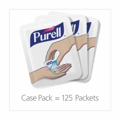 PURELL Advanced Hand Sanitizer Single Use, Gel, 1.2 mL, Packet, Fragrance-Free, 125/Box