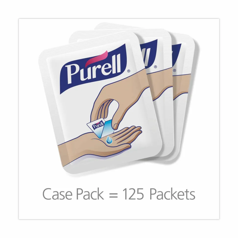 PURELL Advanced Hand Sanitizer Single Use, Gel, 1.2 mL, Packet, Fragrance-Free, 125/Box