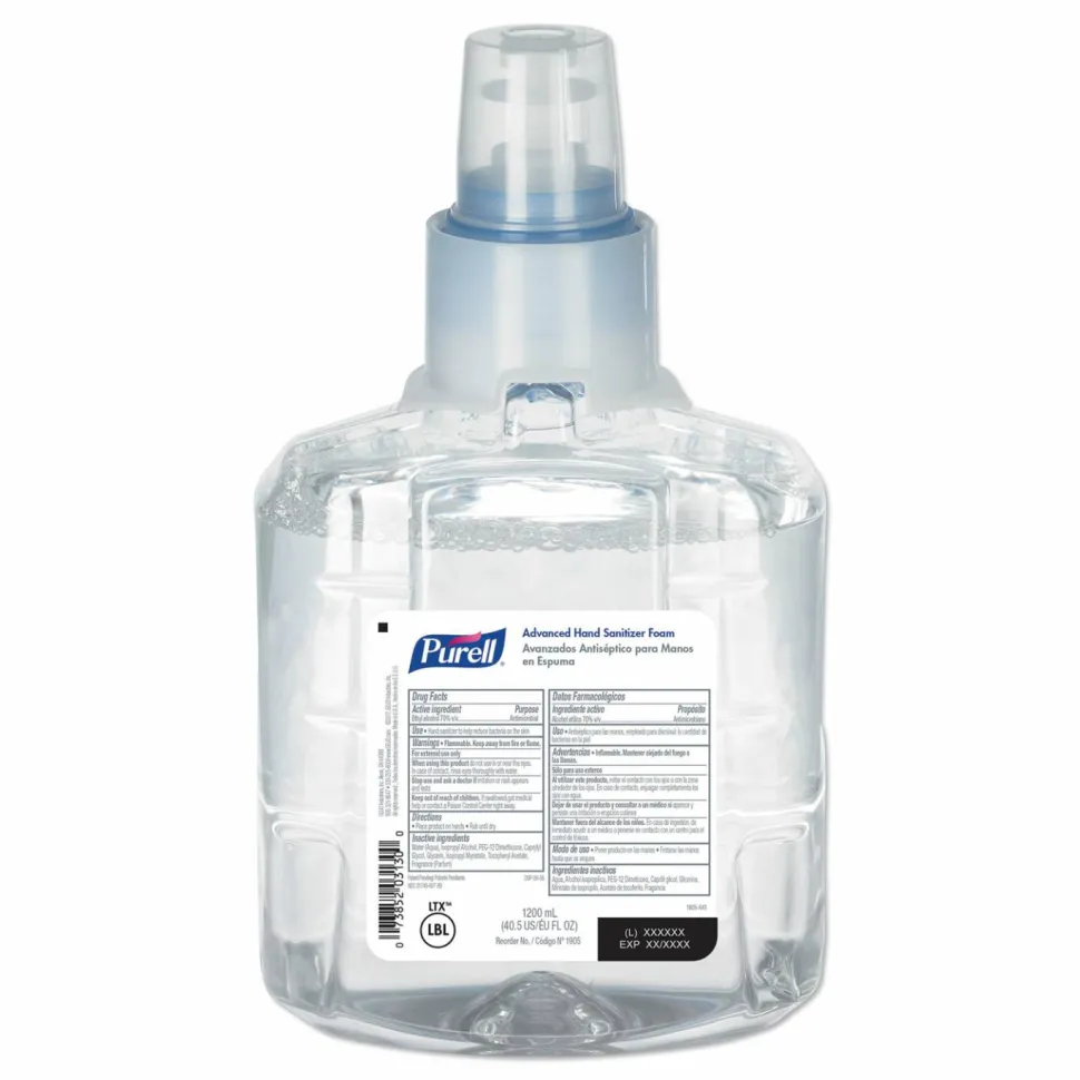 PURELL Advanced Hand Sanitizer Foam, For LTX-12 Dispensers, 1,200 mL Refill, Fragrance-Free