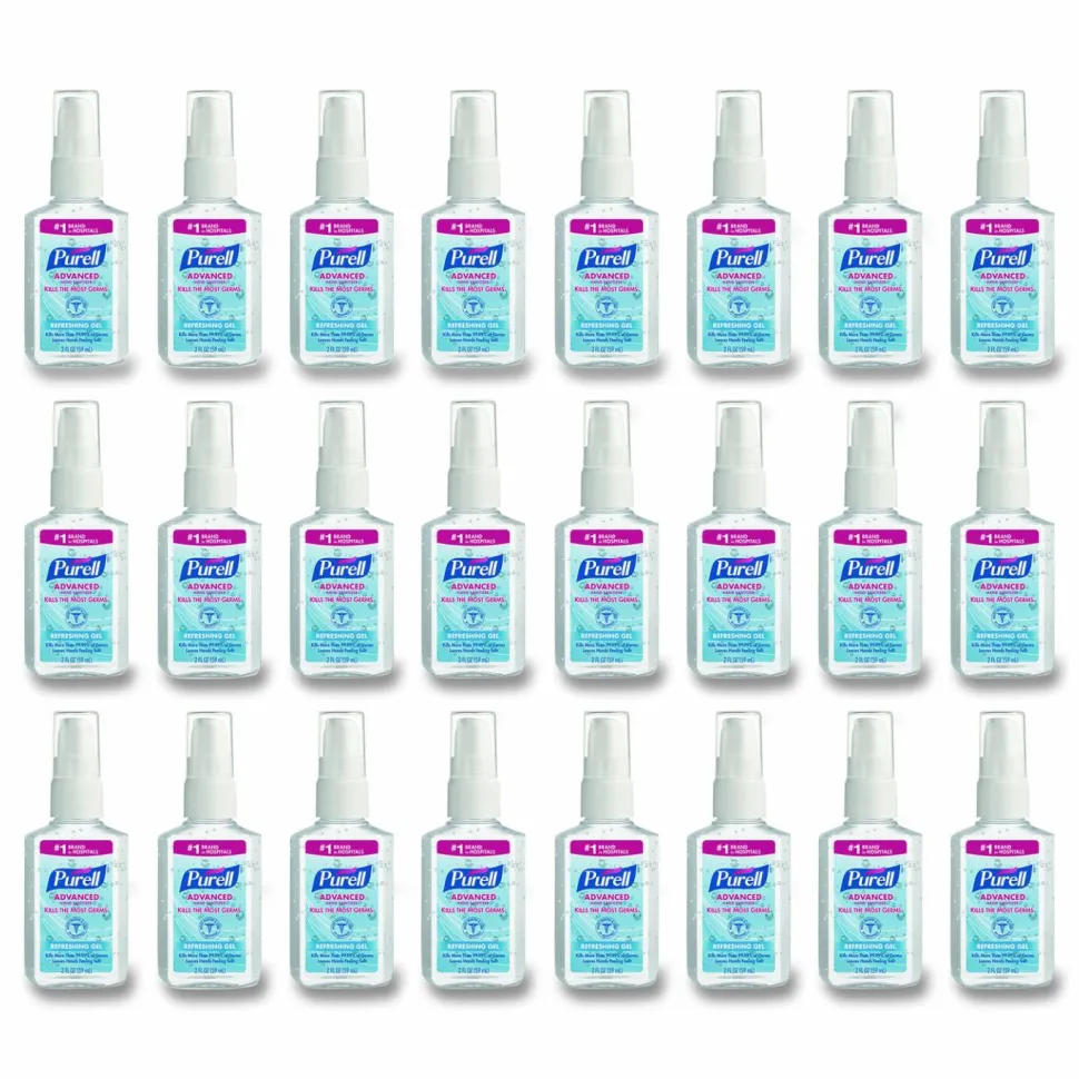 PURELL Advanced Hand Sanitizer Refreshing Gel, 2 oz Pump Bottle, Refreshing Scent, 24/Carton