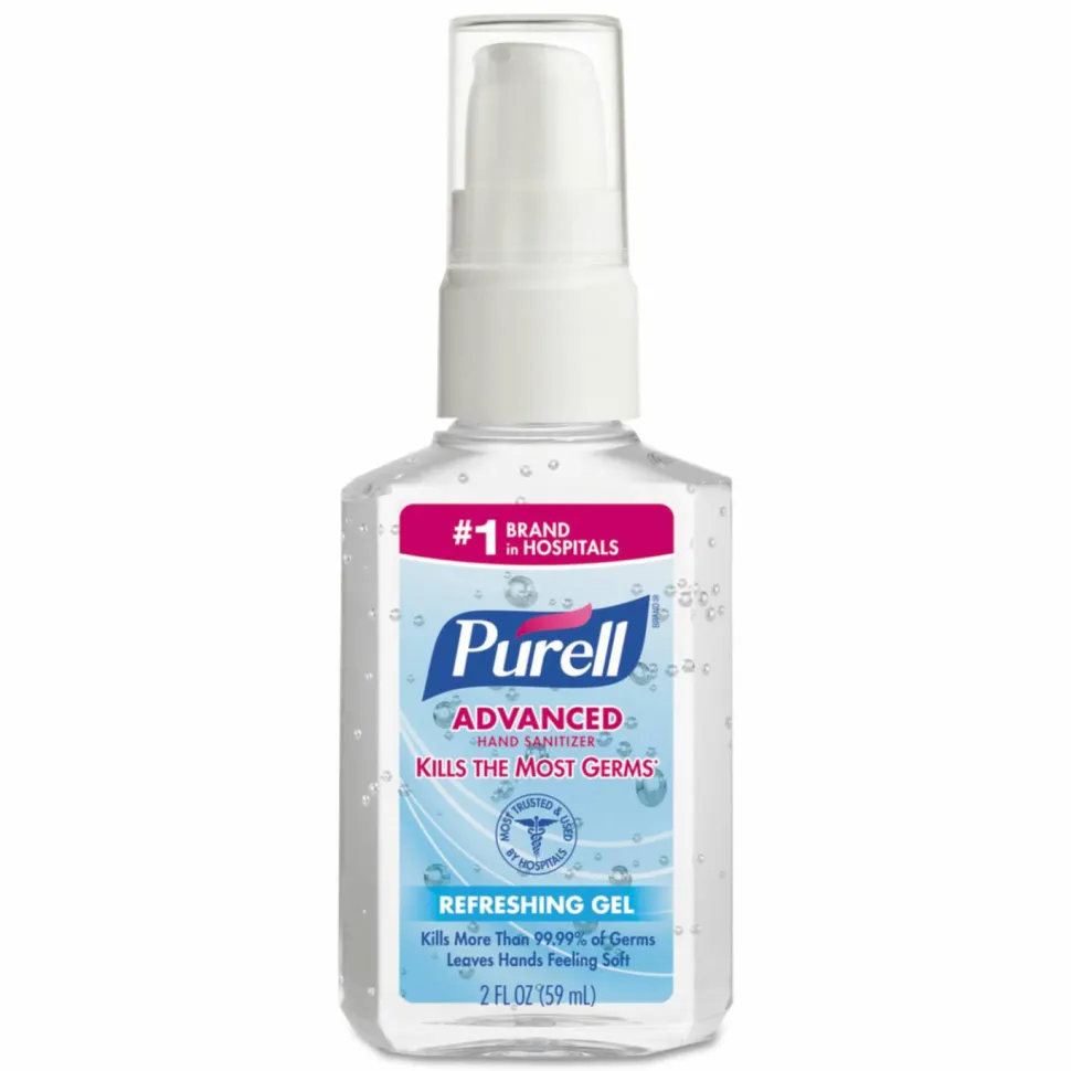 PURELL Advanced Hand Sanitizer Refreshing Gel, 2 oz Pump Bottle, Refreshing Scent, 24/Carton