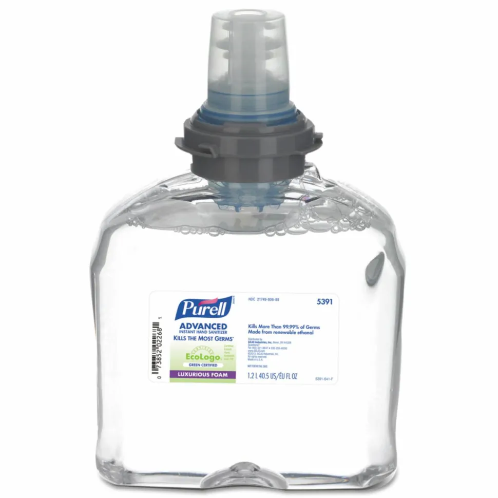 PURELL Advanced Hand Sanitizer Green Certified TFX Refill, Foam, 1,200 mL, Fragrance-Free, 2/Carton
