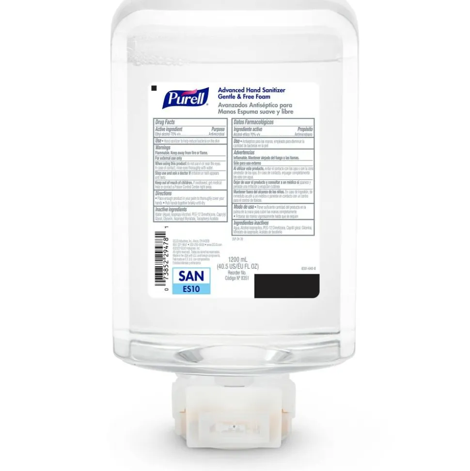 PURELL Advanced Hand Sanitizer Foam, ES10 Refill, Fragrance-Free, 1200 mL, Case of 2 Refills