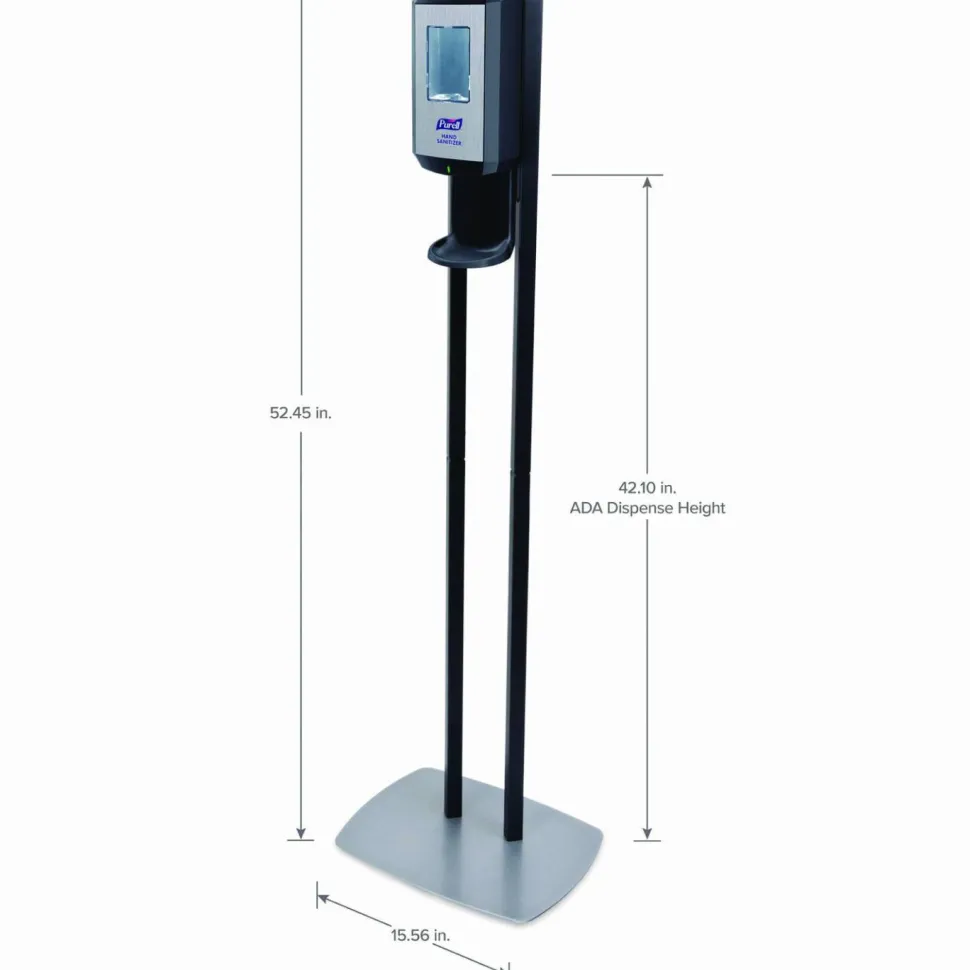 PURELL CS8 Hand Sanitizer Floor Stand with Dispenser, 1,200 mL, 13.5 x 5 x 28.5, Graphite