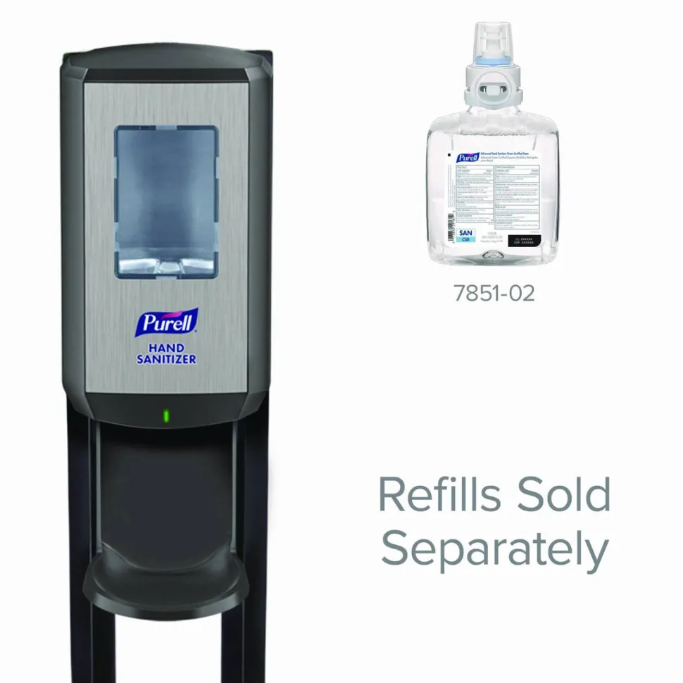 PURELL CS8 Hand Sanitizer Floor Stand with Dispenser, 1,200 mL, 13.5 x 5 x 28.5, Graphite