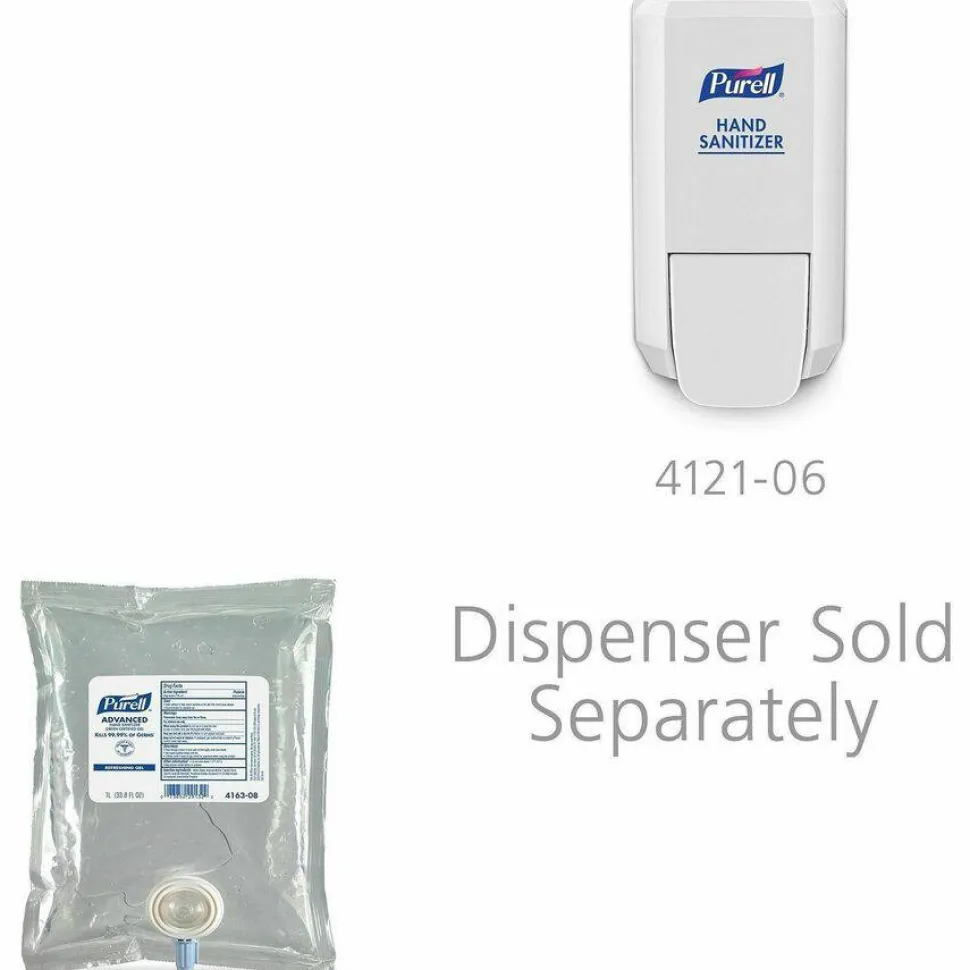 Purell CS2 Push-Style Hand Sanitizer Dispensers, White, Case Of 6 Dispensers