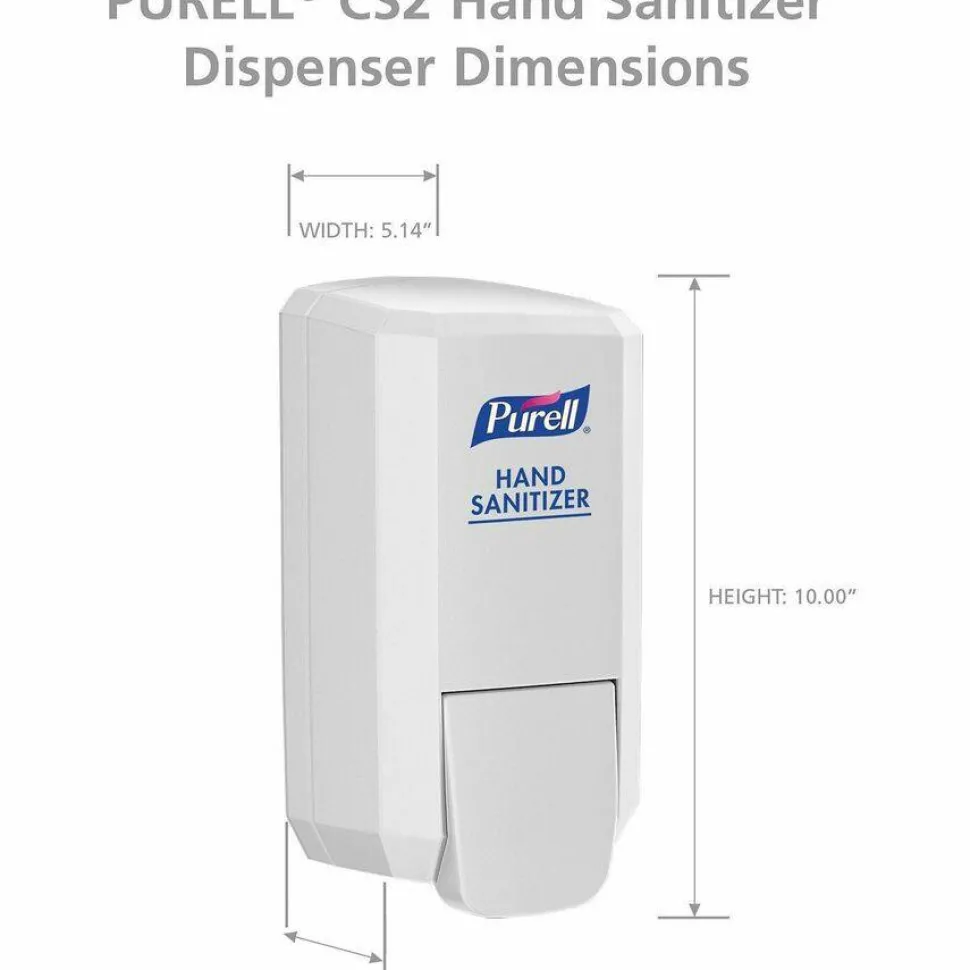 Purell CS2 Push-Style Hand Sanitizer Dispensers, White, Case Of 6 Dispensers