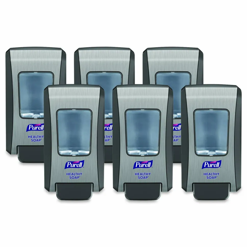 PURELL FMX-20 Soap Push-Style Dispenser, 2,000 mL, 6.5 x 4.65 x 11.86, Graphite/Chrome, 6/Carton