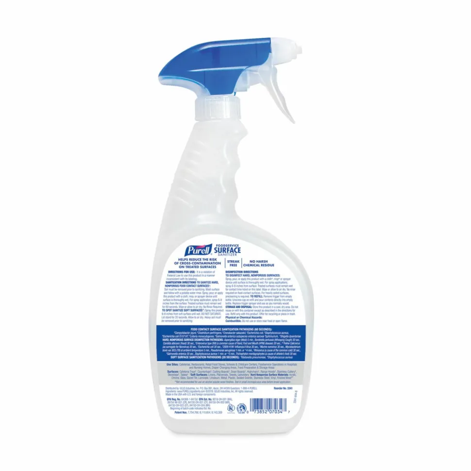 PURELL Foodservice Surface Sanitizer, Fragrance-Free, 32 oz Capped Bottle with Spray Trigger Included in Carton, 6/Carton