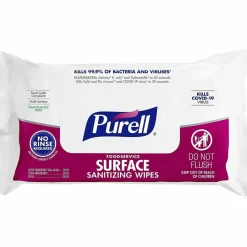 PURELL Foodservice Surface Sanitizing Wipes, 1-Ply, 7.4 x 9, Fragrance-Free, White, 72/Pouch, 12 Pouches/Carton
