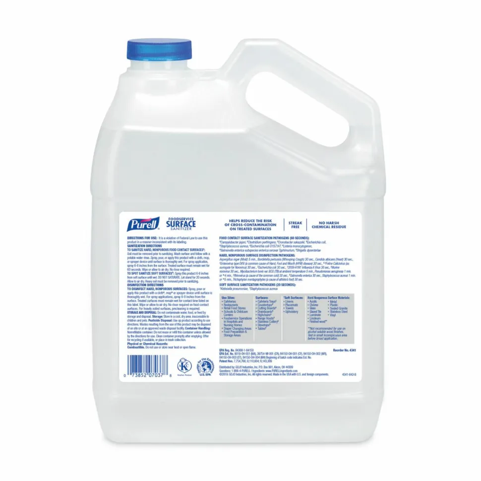 PURELL Foodservice Surface Sanitizer, Fragrance-Free, 1 gal Bottle