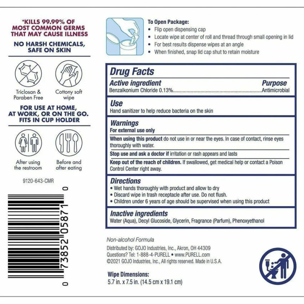 Purell Hand Sanitizing Wipes, Fresh Scent, Pack of 40 Wipes