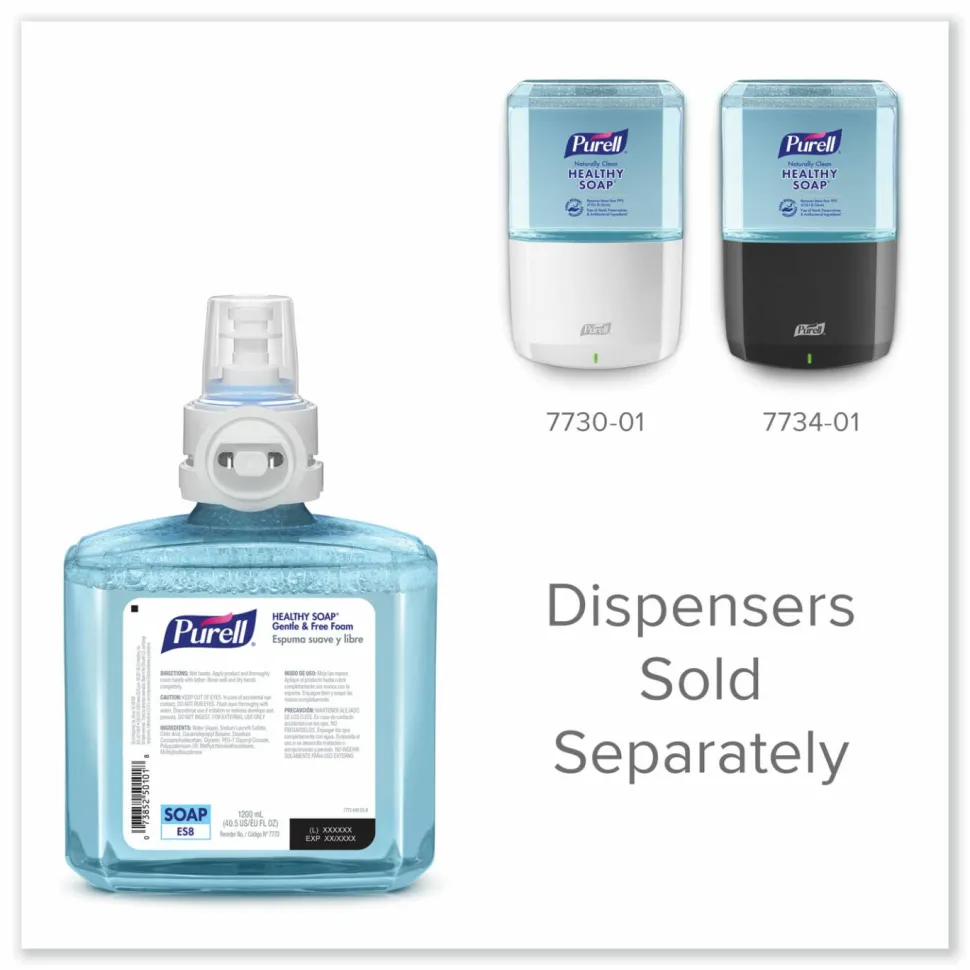 PURELL HEALTHY SOAP Gentle and Free Foam Refill, For ES8 Dispensers, Fragrance-Free, 1,200 mL, 2/Carton