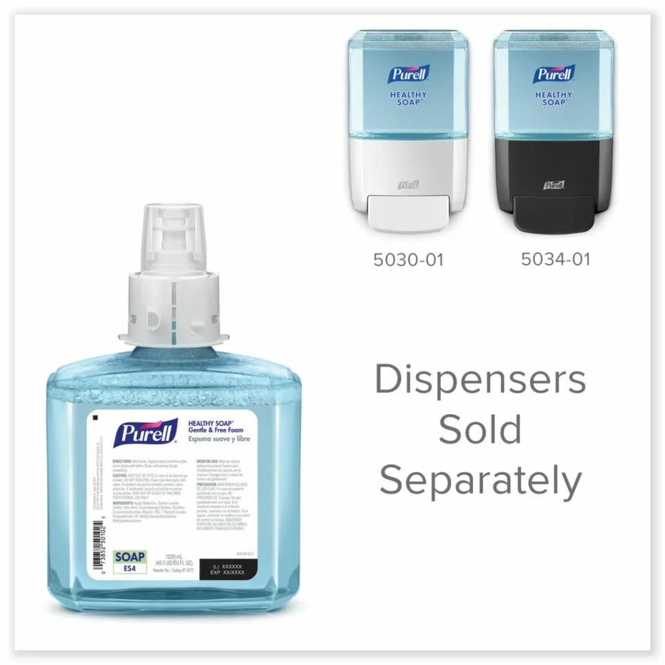 PURELL HEALTHY SOAP Gentle and Free Foam Refill, For ES4 Dispensers, Fragrance-Free, 1,200 mL, 2/Carton