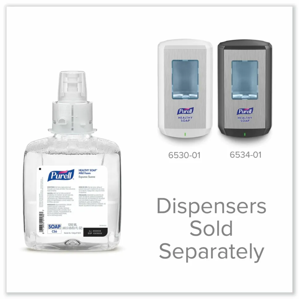 PURELL HEALTHY SOAP Mild Foam Refill, For CS6 Dispensers, Fragrance-Free, 1,200 mL, 2/Carton
