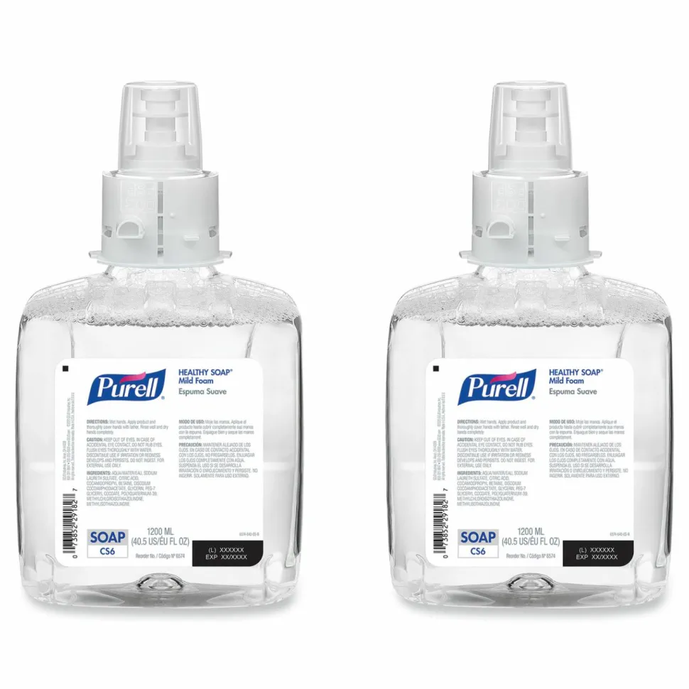 PURELL HEALTHY SOAP Mild Foam Refill, For CS6 Dispensers, Fragrance-Free, 1,200 mL, 2/Carton