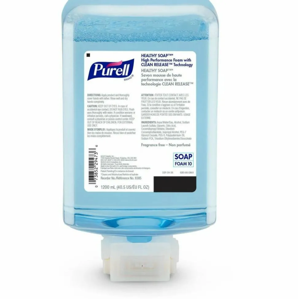 PURELL HEALTHY SOAP With CLEAN RELEASE Technology Foam ES10 Refills, Fragrance Free, 1200 mL, Clear, Case Of 2 Refills
