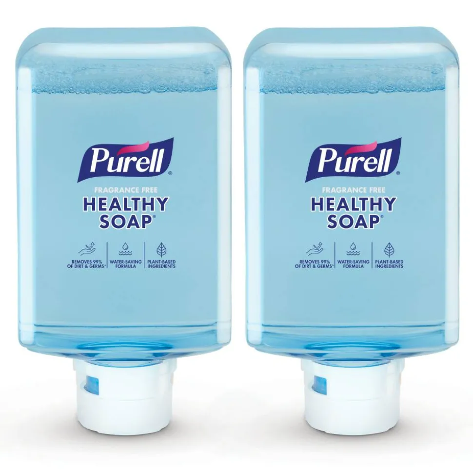 PURELL HEALTHY SOAP With CLEAN RELEASE Technology Foam ES10 Refills, Fragrance Free, 1200 mL, Clear, Case Of 2 Refills