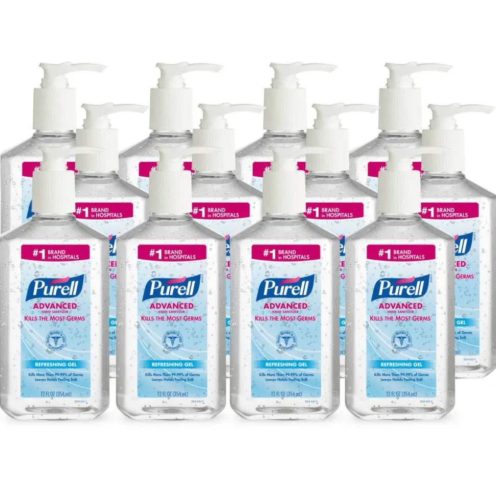 Purell Instant Hand Sanitizer, 12 Oz. Pump Bottles, Case Of 12