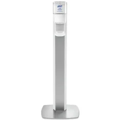 PURELL MESSENGER ES6 Floor Stand with Dispenser, 1,200 mL, 13.16 x 16.63 x 51.57, Silver/White