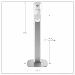 PURELL MESSENGER ES6 Floor Stand with Dispenser, 1,200 mL, 13.16 x 16.63 x 51.57, Silver/White