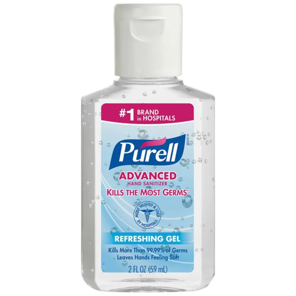 PURELL Portable Instant Hand Sanitizer - 2 fl oz (59.1 mL) - Flip Top Bottle Dispenser - Kill Germs - Hand - Clear - Moisturizing - 24 / Carton