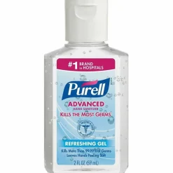 PURELL Portable Instant Hand Sanitizer - 2 fl oz (59.1 mL) - Flip Top Bottle Dispenser - Kill Germs - Hand - Clear - Moisturizing - 24 / Carton