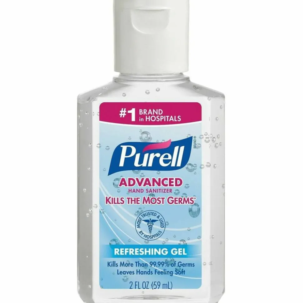 PURELL Portable Instant Hand Sanitizer - 2 fl oz (59.1 mL) - Flip Top Bottle Dispenser - Kill Germs - Hand - Clear - Moisturizing - 24 / Carton