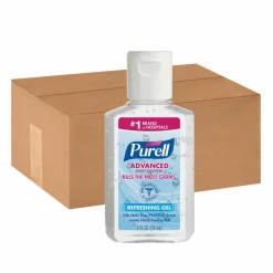 PURELL Portable Instant Hand Sanitizer - 2 fl oz (59.1 mL) - Flip Top Bottle Dispenser - Kill Germs - Hand - Clear - Moisturizing - 24 / Carton