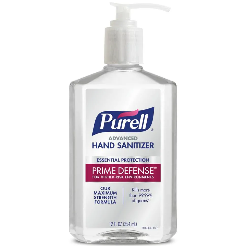 PURELL PRIME DEFENSE Advanced Hand Sanitizer, 12 fl oz Pump Bottle, Case of 12 Bottles