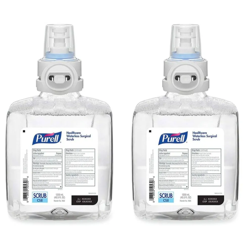 PURELL Waterless Surgical Scrub Gel Hand Sanitizer, 40.58oz (1,200 mL) Refill Bottle, Fragrance-Free, For CS-8 Dispenser, 2/Carton