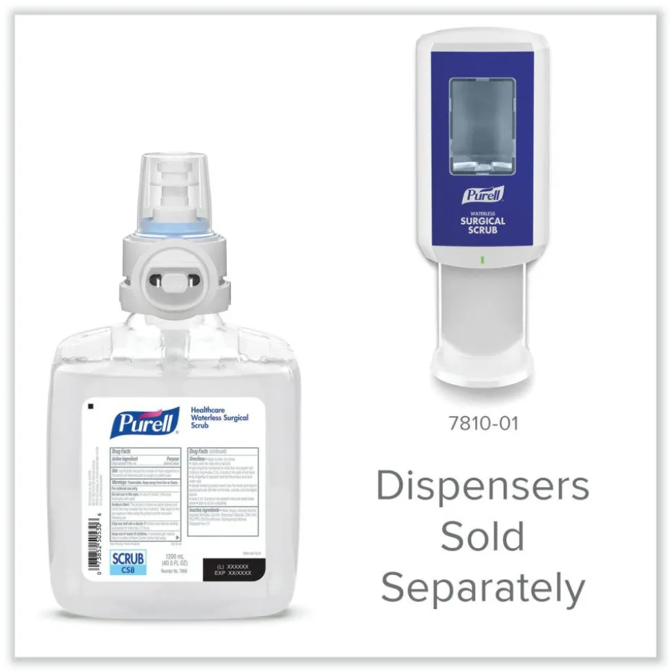 PURELL Waterless Surgical Scrub Gel Hand Sanitizer, 40.58oz (1,200 mL) Refill Bottle, Fragrance-Free, For CS-8 Dispenser, 2/Carton