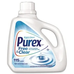 Purex Free and Clear Liquid HE Laundry Detergent, Unscented, 150 oz Bottle, 4/Carton