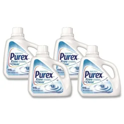 Purex Free and Clear Liquid HE Laundry Detergent, Unscented, 150 oz Bottle, 4/Carton